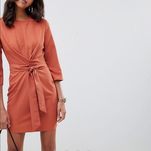 tie wrap around midi dress